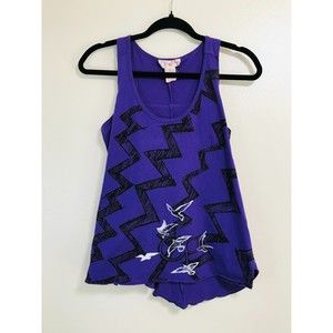OP Women's Purple Birds In Flight Tank Top, Size M